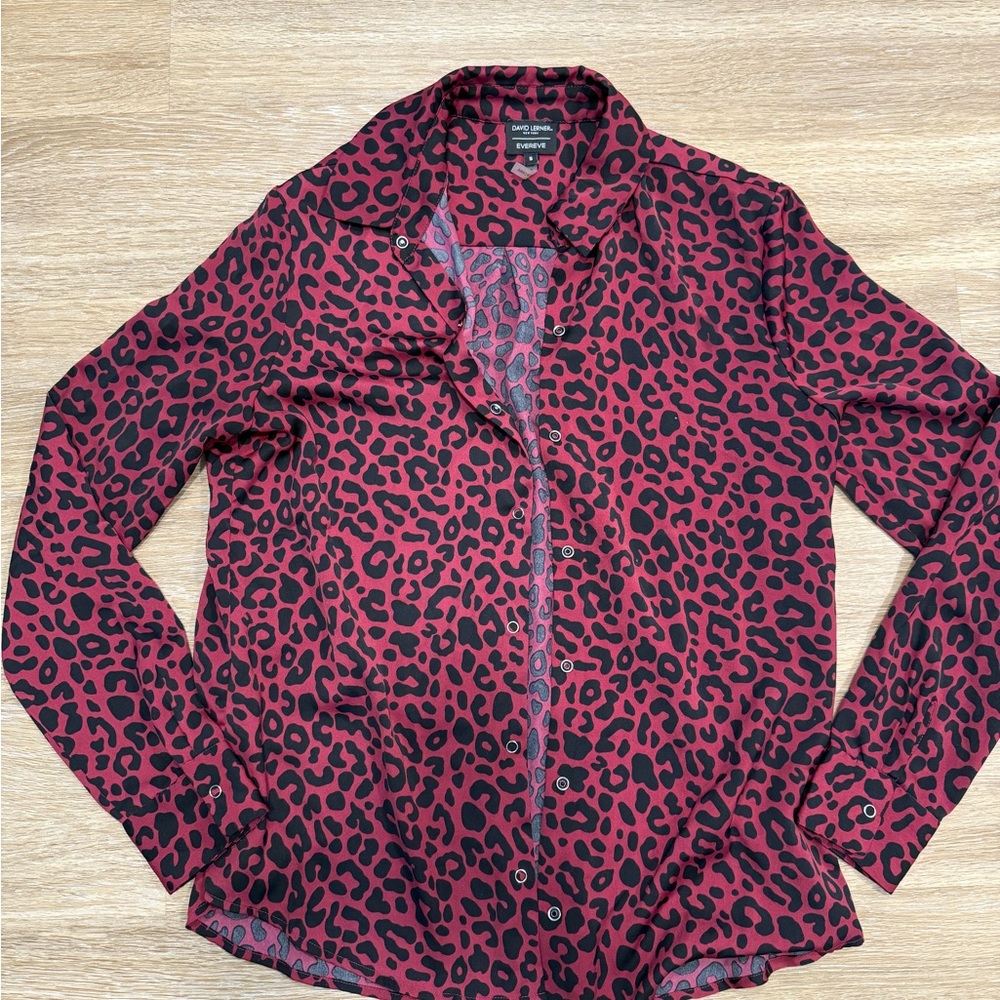 Evereve Red and Black Button Down Shirt